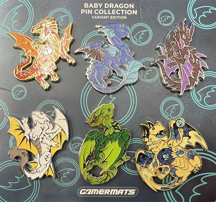 Baby Dragons Pins Set of 6 - Glitter Variants