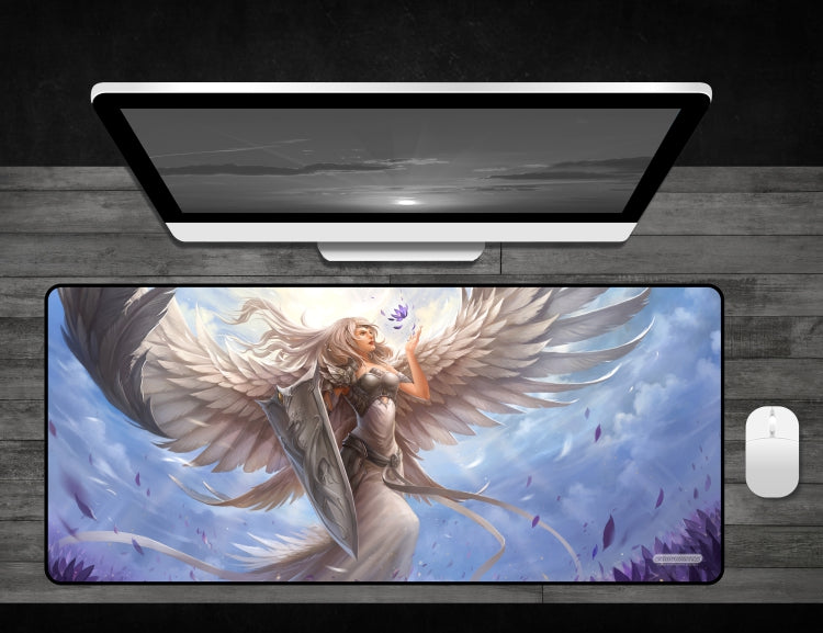 Angel in White - Deskmat Premium Black Stitched - 32" x 14" x 1/8"