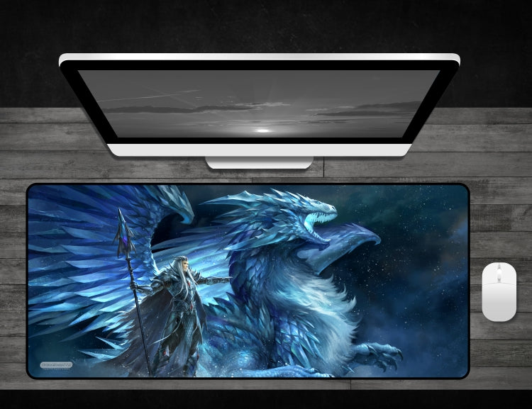 Frost Dragon - Deskmat Premium Black Stitched - 32" x 14" x 1/8"