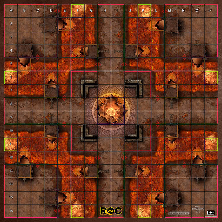Battle Royale - Hell's Crossroads - ROC Battle Royale Mat Square Corners - 24" x 24" x 1/16"
