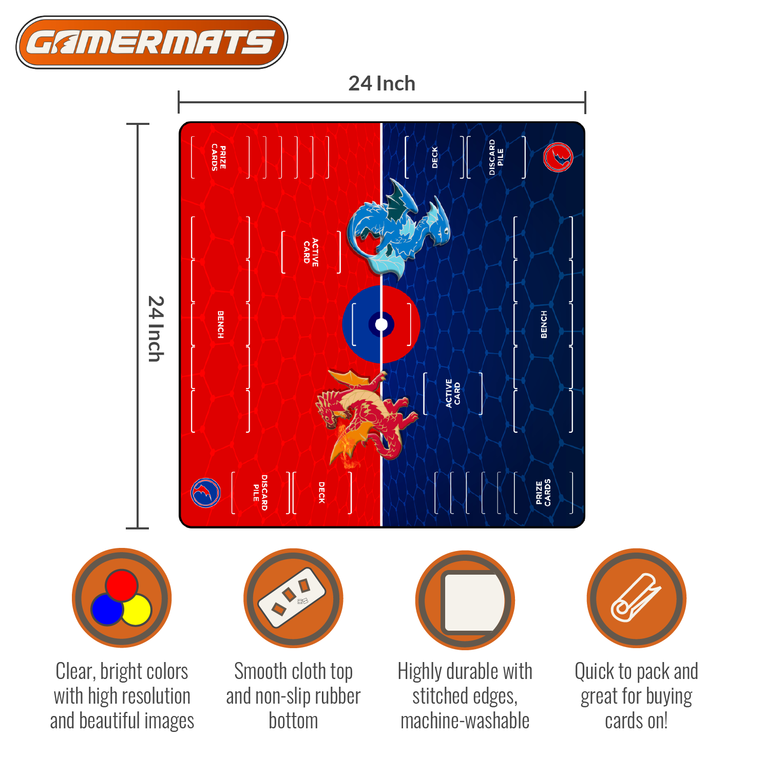 Red v Blue - Two-Player XL Playmat Pokemon Compatible