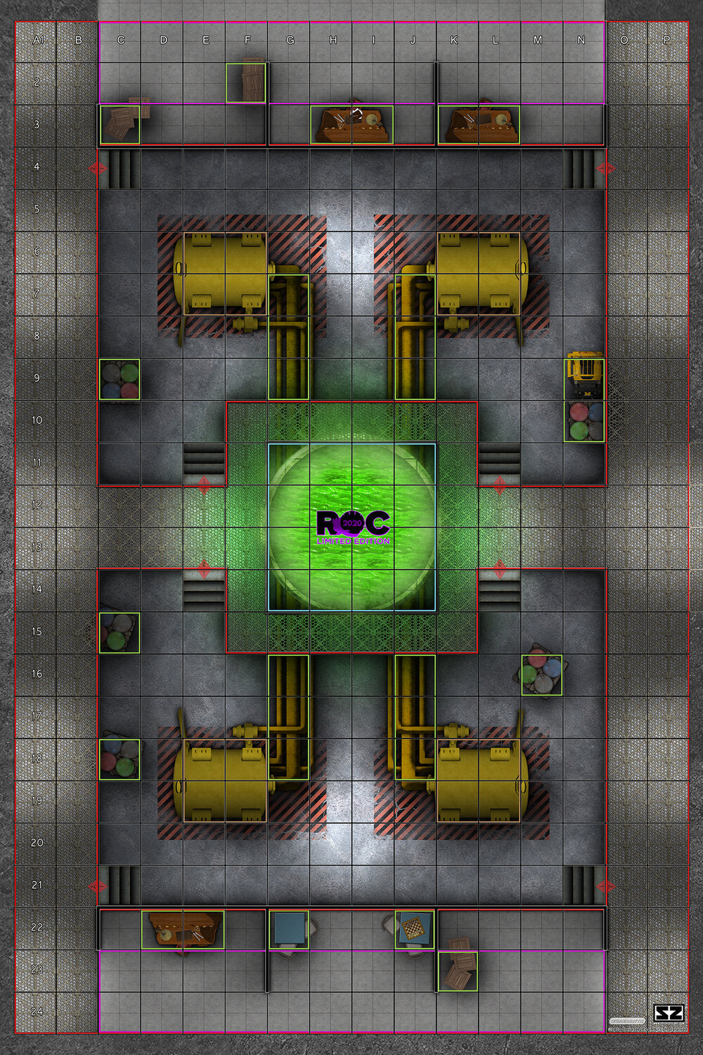 Chemical Plant Map D - ROC/HeroClix Mat Square Corners - 36" x 24" x 1/16"