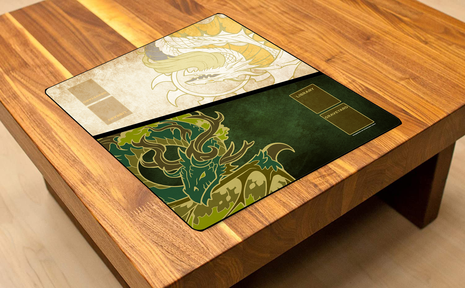 Green White Dragon - Two-Player XL Playmat Magic Compatible