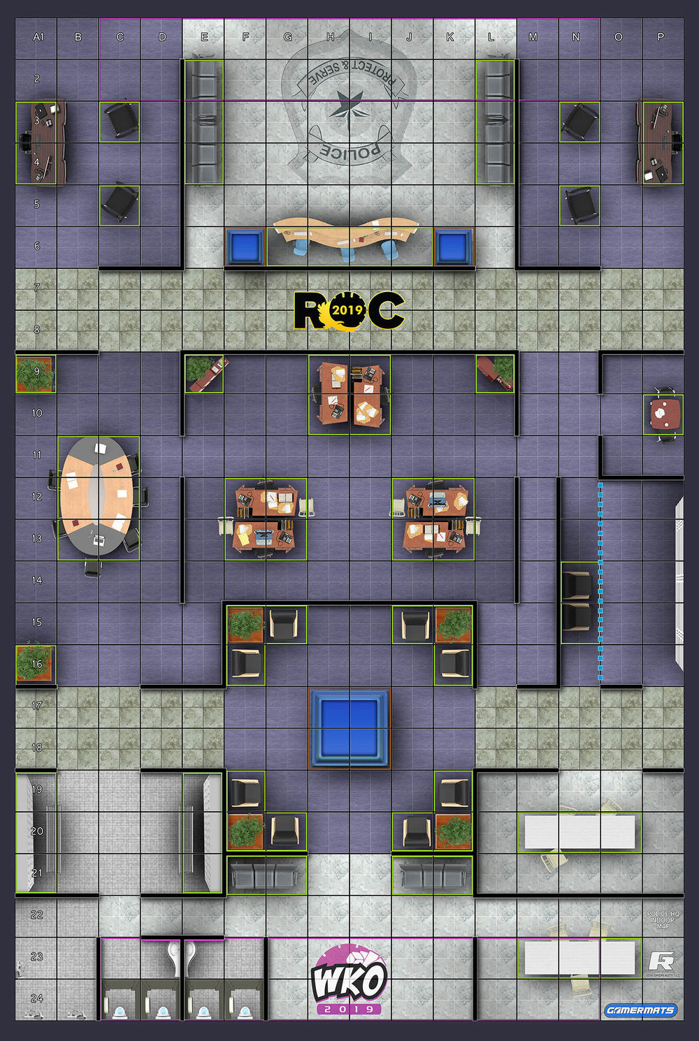 Police Station - ROC/HeroClix Mat Square Corners - 36" x 24" x 1/16"