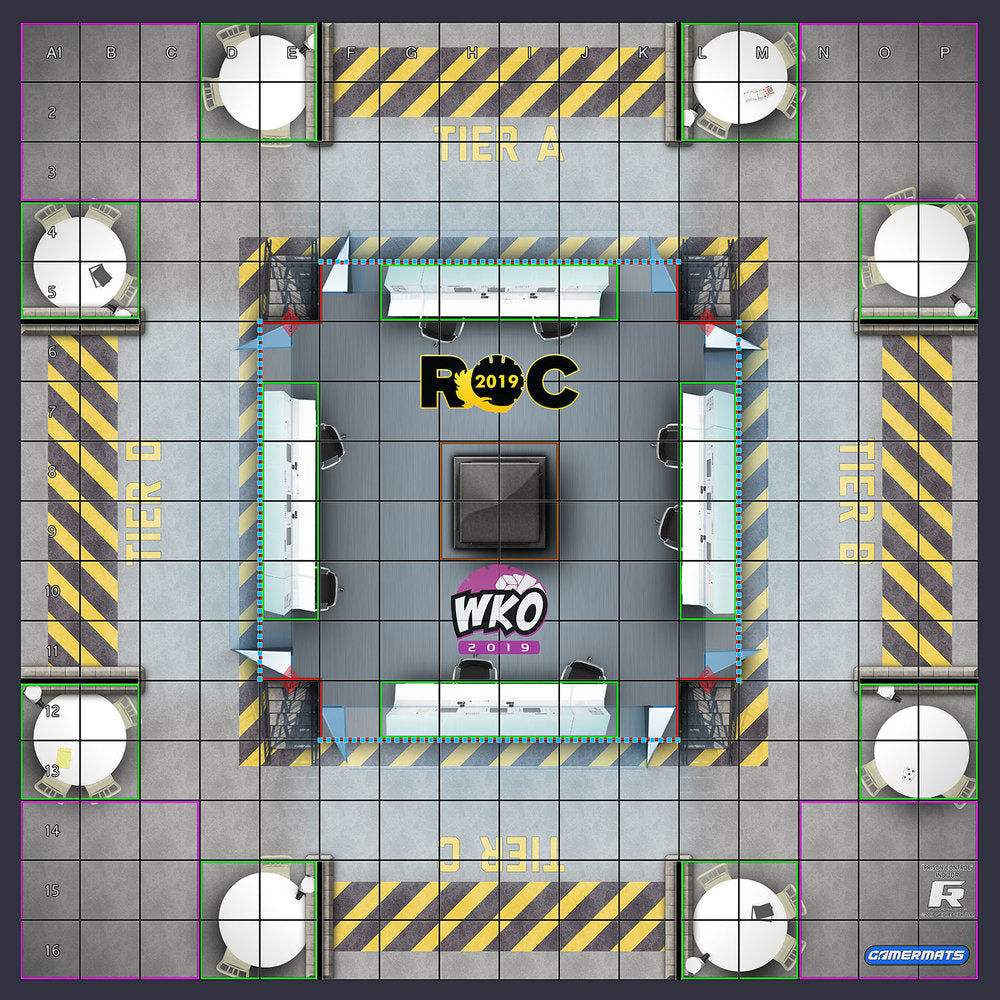 Battle Royale - Prison Control Room - ROC/HeroClix Battle Royale Mat Square Corners - 24" x 24" x 1/16"