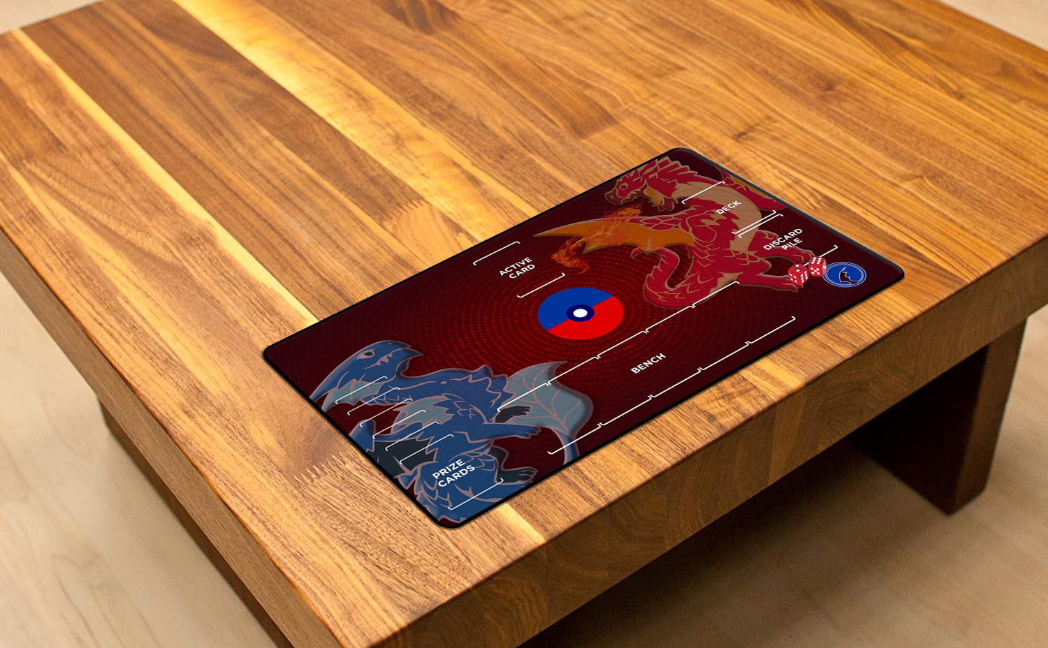 Red and Blue Dragon with Pokemon Compatible Zones - Playmat