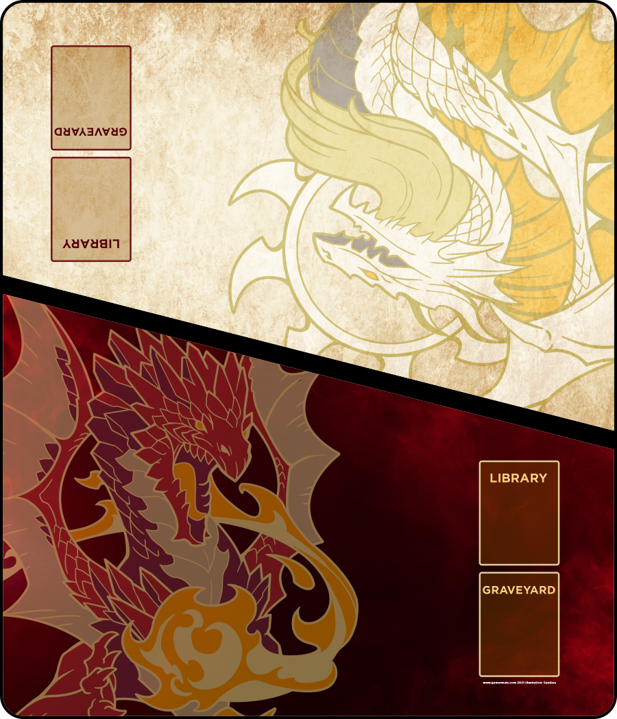 White Red Dragon - Two-Player XL Playmat Magic Compatible